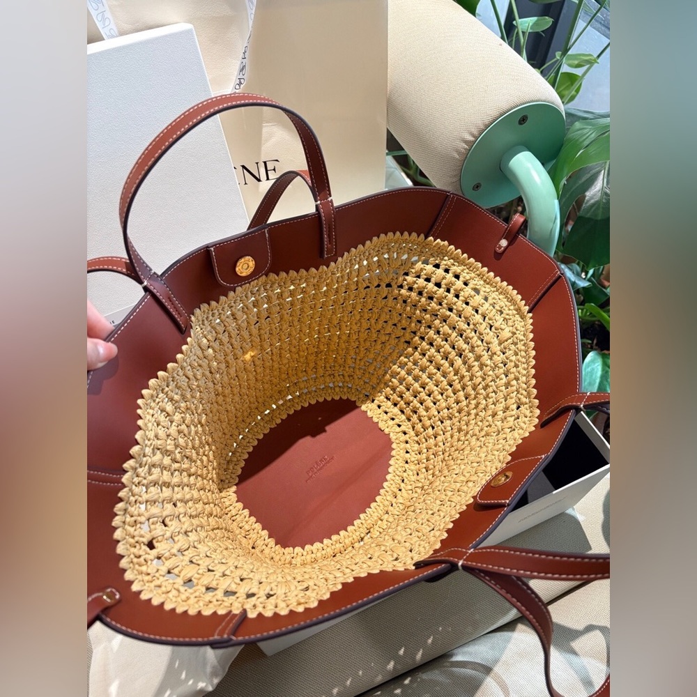 Polène Woven Raffia Leather Tote Bag - Picture 11 of 11